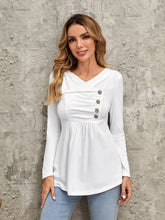 EMERY ROSE Button Front Ruched Tee